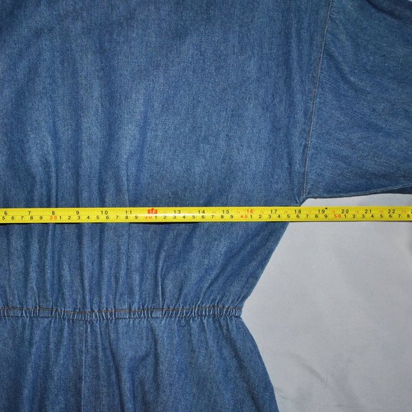 Vintage 90s Denim Long Sleeve Midi Dress Size 9/10 - Picture 8 of 10